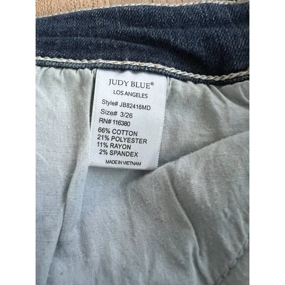 Judy Blue Cropped Boot Jeans Stretch Raw Step Hem Distressed Medium Wash 3/26 - Picture 5 of 9